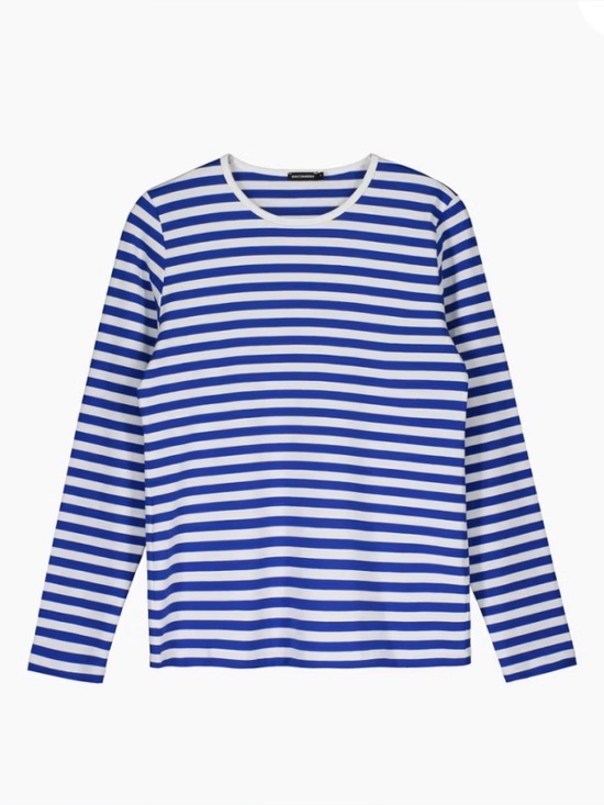 Marimekko Tops - Marimekko Mari Top S white/blue preppy nautical cotton breton slim fit